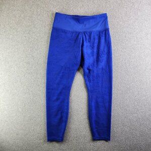 Athleta Leggings Womens M Blue Phenom Camo 7/8 Tight 2 In One Lace Sheer Crop